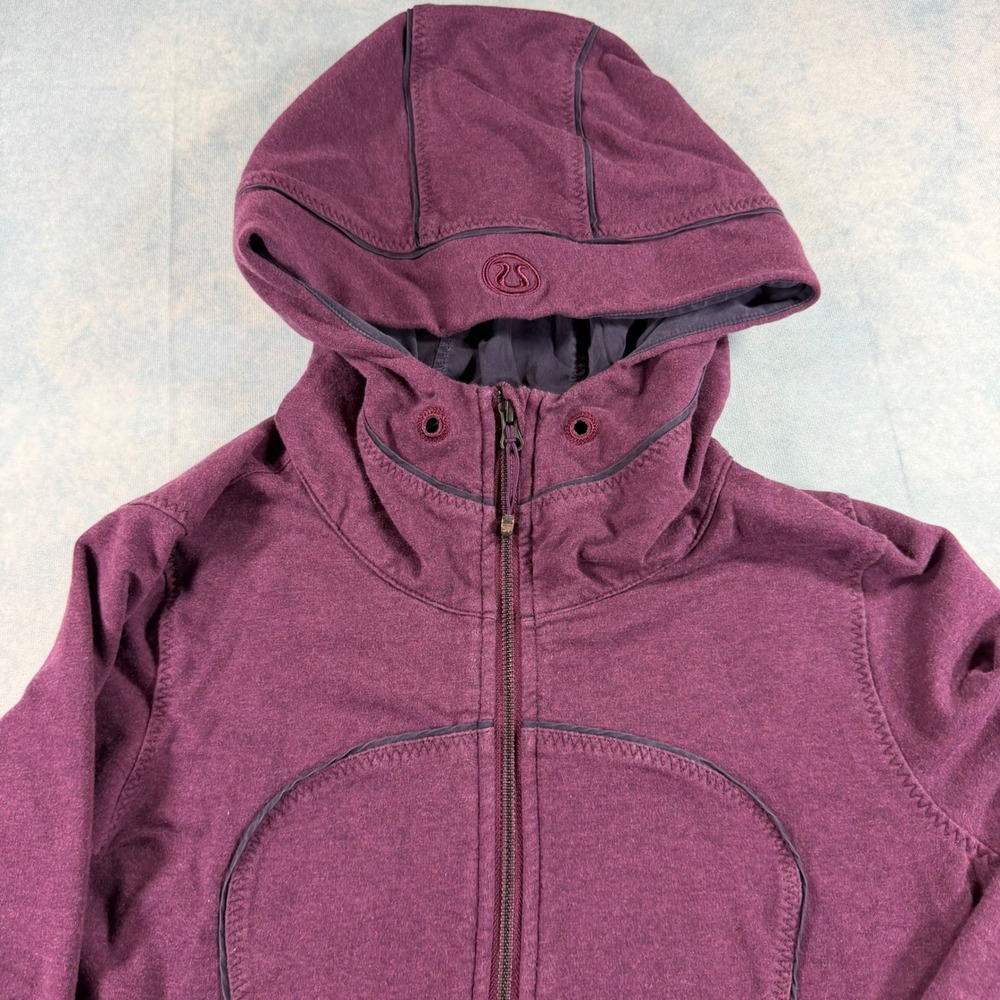 Lululemon Scuba Hoodie Women 10 Purple Excellent Full Zip Fleece Thumbholes